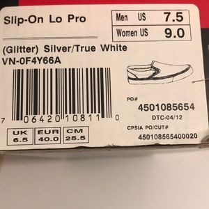 Women’s Vans Slip-on Pro Glitter Silver/True White